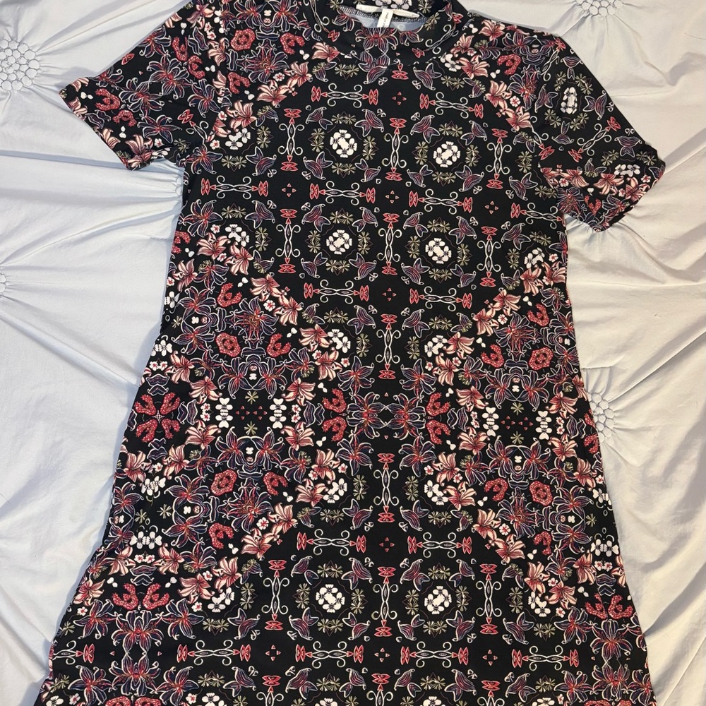 BCBGeneration Black and Pink Midi Dress XS